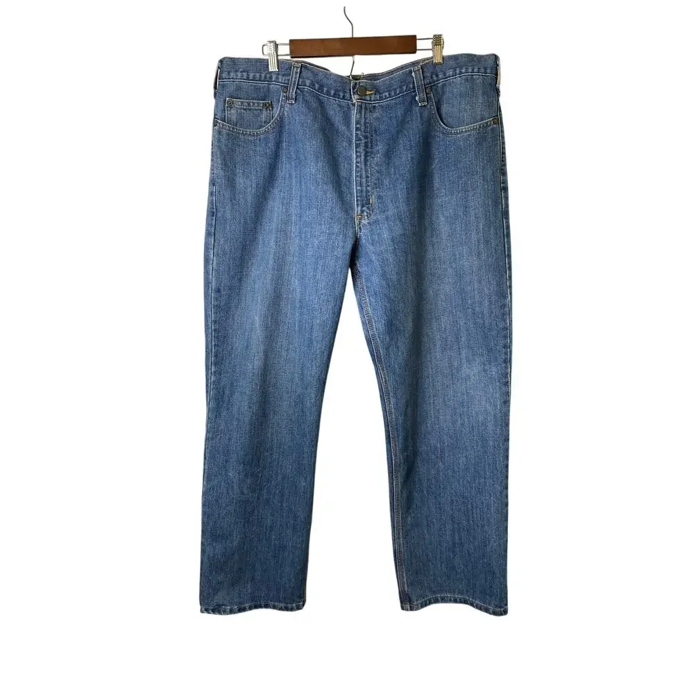 Carhartt Men's Blue Denim Straight Relaxed Fit Jeans Size 42X30